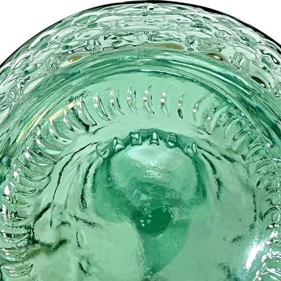 Vintage Oil Decanter - Green Glass Bottle - Fruit Basket Design - W/ Pour Spout - Picture 6 of 8